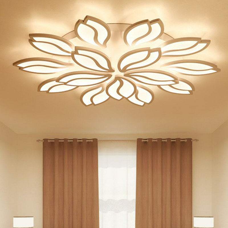 Acrylic Leaf Semi Flush Light Artistic White LED Flush Ceiling Light Fixture for Living Room Clearhalo 'Ceiling Lights' 'Close To Ceiling Lights' 'Close to ceiling' 'Semi-flushmount' Lighting' 2046654