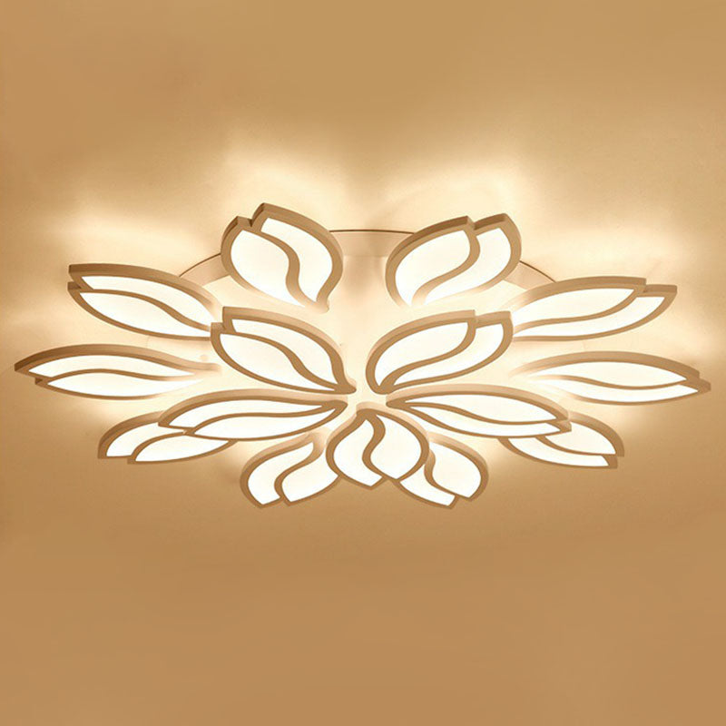 Acrylic Leaf Semi Flush Light Artistic White LED Flush Ceiling Light Fixture for Living Room Clearhalo 'Ceiling Lights' 'Close To Ceiling Lights' 'Close to ceiling' 'Semi-flushmount' Lighting' 2046655