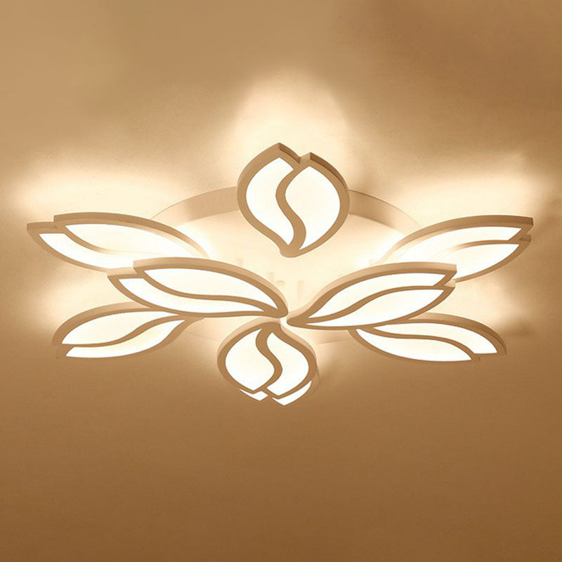 Acrylic Leaf Semi Flush Light Artistic White LED Flush Ceiling Light Fixture for Living Room Clearhalo 'Ceiling Lights' 'Close To Ceiling Lights' 'Close to ceiling' 'Semi-flushmount' Lighting' 2046663