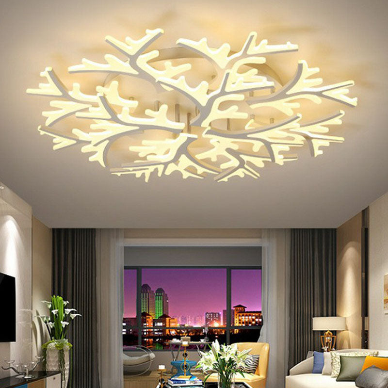 White Snowflake Semi Flush Mount Lighting Minimalist Acrylic LED Flush Mount Fixture for Living Room Clearhalo 'Ceiling Lights' 'Close To Ceiling Lights' 'Close to ceiling' 'Semi-flushmount' Lighting' 2046670