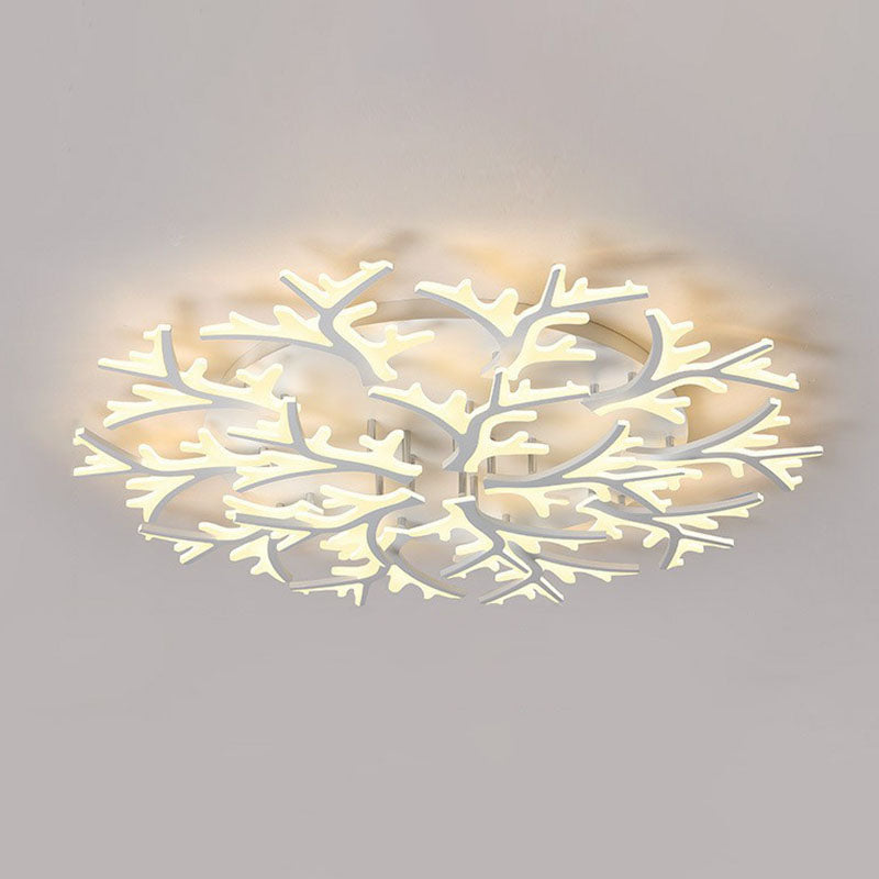 White Snowflake Semi Flush Mount Lighting Minimalist Acrylic LED Flush Mount Fixture for Living Room Clearhalo 'Ceiling Lights' 'Close To Ceiling Lights' 'Close to ceiling' 'Semi-flushmount' Lighting' 2046672