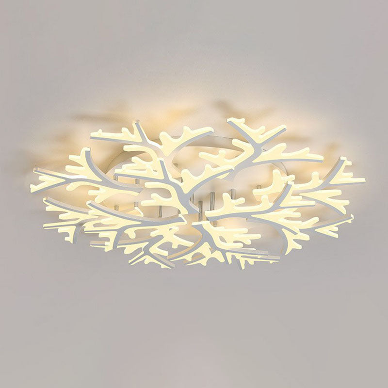 White Snowflake Semi Flush Mount Lighting Minimalist Acrylic LED Flush Mount Fixture for Living Room Clearhalo 'Ceiling Lights' 'Close To Ceiling Lights' 'Close to ceiling' 'Semi-flushmount' Lighting' 2046675