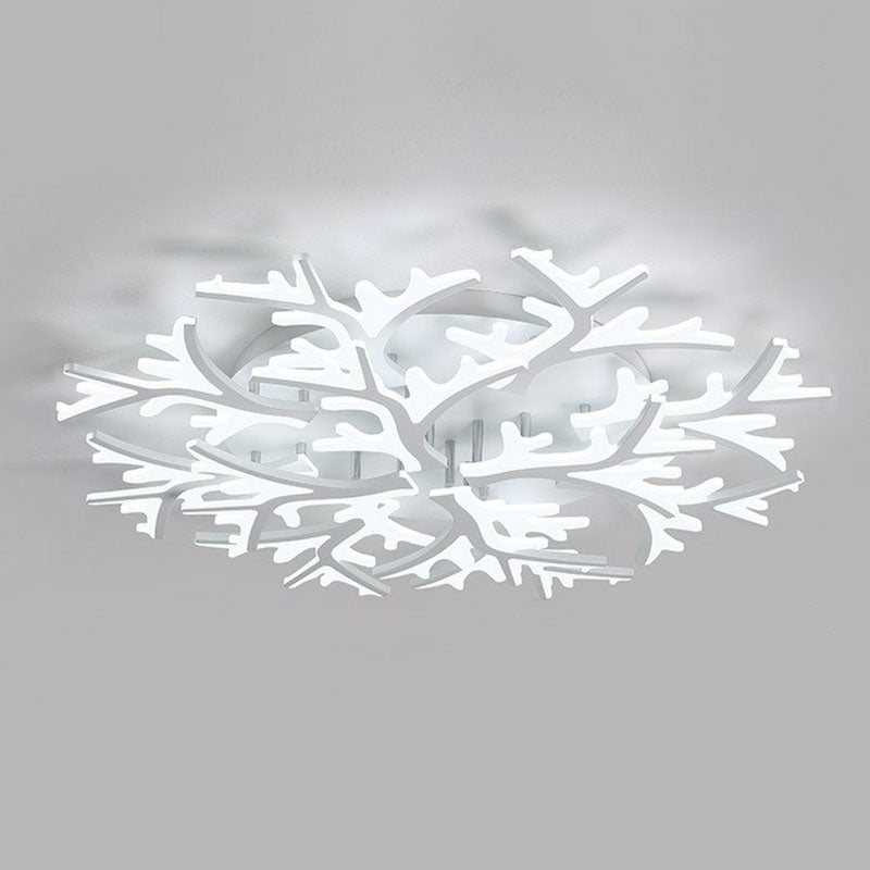 White Snowflake Semi Flush Mount Lighting Minimalist Acrylic LED Flush Mount Fixture for Living Room 12 White White Clearhalo 'Ceiling Lights' 'Close To Ceiling Lights' 'Close to ceiling' 'Semi-flushmount' Lighting' 2046677