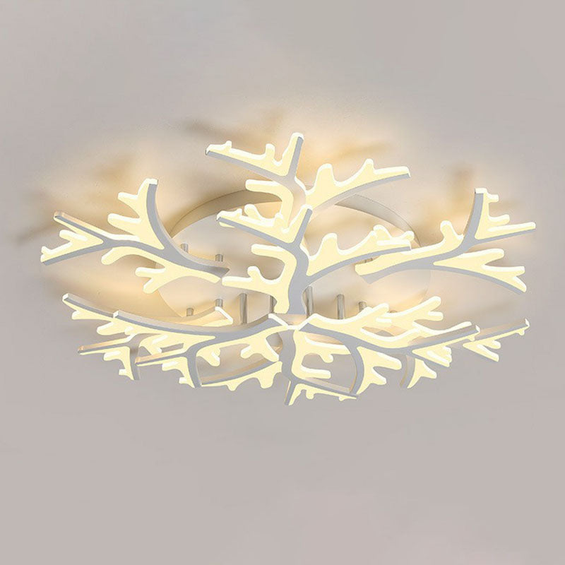 White Snowflake Semi Flush Mount Lighting Minimalist Acrylic LED Flush Mount Fixture for Living Room 9 White Warm Clearhalo 'Ceiling Lights' 'Close To Ceiling Lights' 'Close to ceiling' 'Semi-flushmount' Lighting' 2046678
