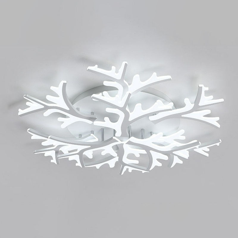 White Snowflake Semi Flush Mount Lighting Minimalist Acrylic LED Flush Mount Fixture for Living Room 9 White White Clearhalo 'Ceiling Lights' 'Close To Ceiling Lights' 'Close to ceiling' 'Semi-flushmount' Lighting' 2046679