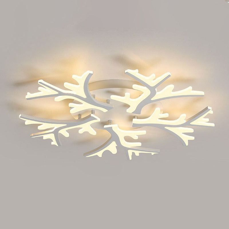 White Snowflake Semi Flush Mount Lighting Minimalist Acrylic LED Flush Mount Fixture for Living Room Clearhalo 'Ceiling Lights' 'Close To Ceiling Lights' 'Close to ceiling' 'Semi-flushmount' Lighting' 2046681