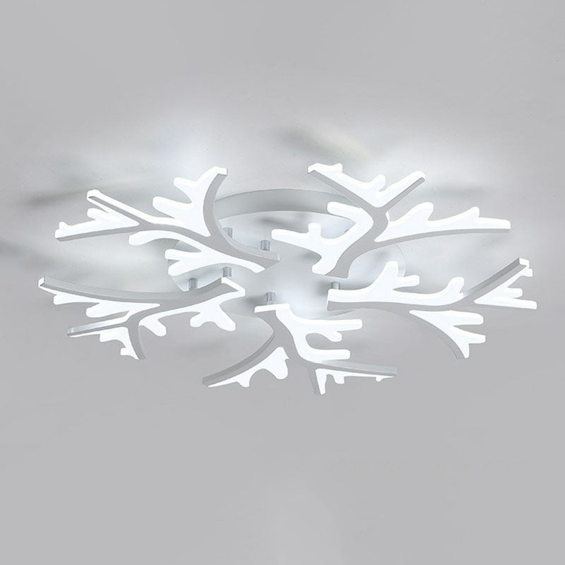 White Snowflake Semi Flush Mount Lighting Minimalist Acrylic LED Flush Mount Fixture for Living Room 5 White White Clearhalo 'Ceiling Lights' 'Close To Ceiling Lights' 'Close to ceiling' 'Semi-flushmount' Lighting' 2046682
