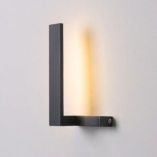 L-Shaped Living Room LED Wall Mounted Light Acrylic Simplicity Wall Sconce Lighting Black Vertical Clearhalo 'Cast Iron' 'Glass' 'Industrial' 'Modern wall lights' 'Modern' 'Tiffany' 'Traditional wall lights' 'Wall Lamps & Sconces' 'Wall Lights' Lighting' 2046719