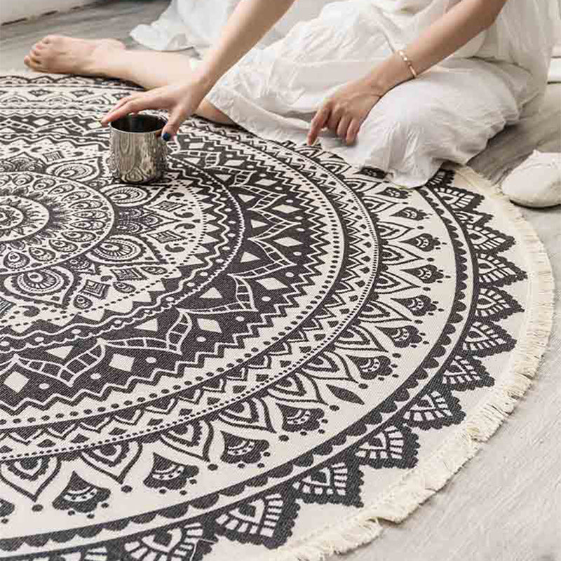 Exotic Bohemian Rug Light-Color Mandala Carpet Pet Friendly Washable Area Rug for Living Room Clearhalo 'Area Rug' 'Bohemian' 'Rugs' Rug' 2046725