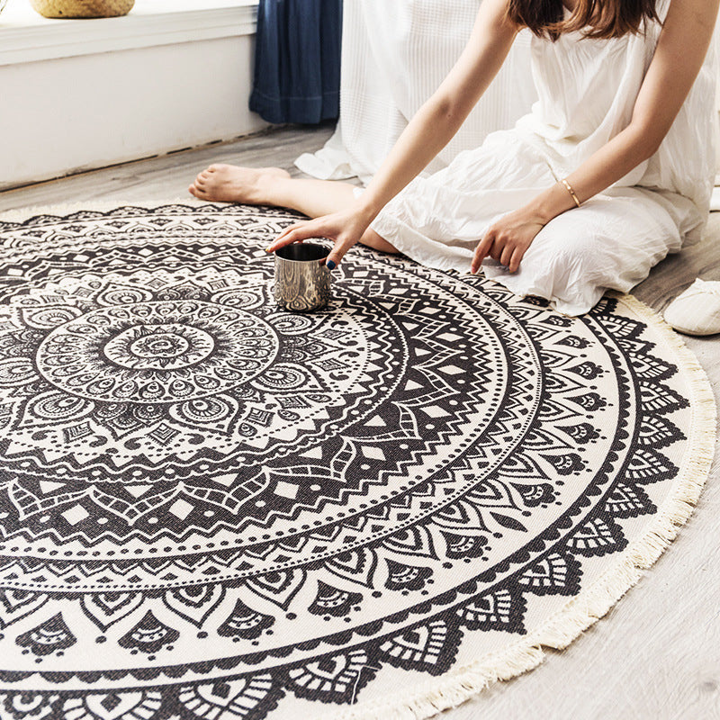 Boho Mandala Area Rug Multicolor Cotton Rug Pet Friendly Carpet for Bedroom Clearhalo 'Area Rug' 'Bohemian' 'Rugs' Rug' 2046736