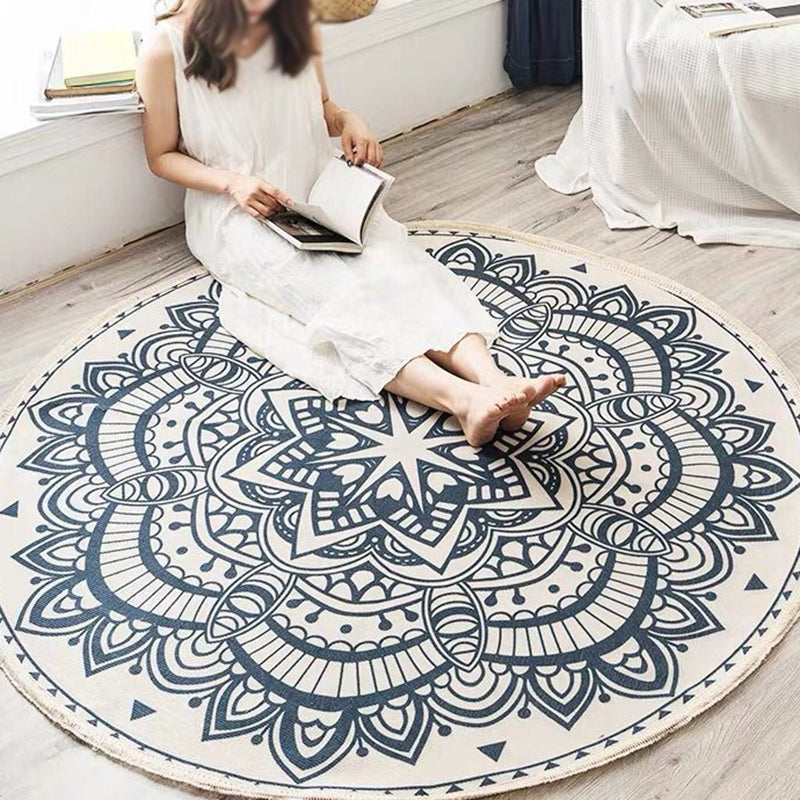 Boho Mandala Area Rug Multicolor Cotton Rug Pet Friendly Carpet for Bedroom Dark Gray Clearhalo 'Area Rug' 'Bohemian' 'Rugs' Rug' 2046747