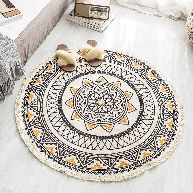 Bohemian Style Bedroom Rug Multicolored Geometric Carpet Cotton Pet Friendly Rug Yellow-Black Clearhalo 'Area Rug' 'Bohemian' 'Rugs' Rug' 2046757