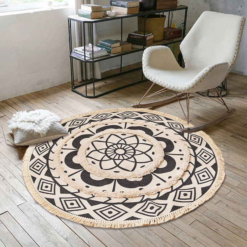 Chic Floral Indoor Rug Multi Colored Boho Rug Cotton Washable Carpet of Living Room Clearhalo 'Area Rug' 'Bohemian' 'Rugs' Rug' 2046763