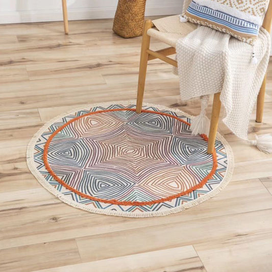 Chic Floral Indoor Rug Multi Colored Boho Rug Cotton Washable Carpet of Living Room Blue-Orange Clearhalo 'Area Rug' 'Bohemian' 'Rugs' Rug' 2046768