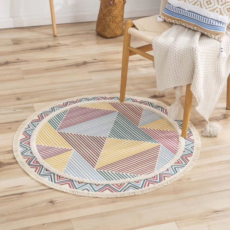 Chic Floral Indoor Rug Multi Colored Boho Rug Cotton Washable Carpet of Living Room Blue-Red Clearhalo 'Area Rug' 'Bohemian' 'Rugs' Rug' 2046769