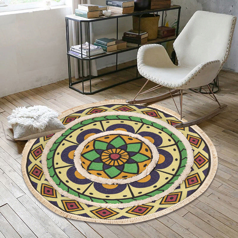 Chic Floral Indoor Rug Multi Colored Boho Rug Cotton Washable Carpet of ...