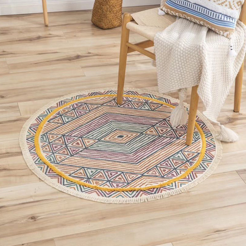 Chic Floral Indoor Rug Multi Colored Boho Rug Cotton Washable Carpet of Living Room Red-Yellow Clearhalo 'Area Rug' 'Bohemian' 'Rugs' Rug' 2046772