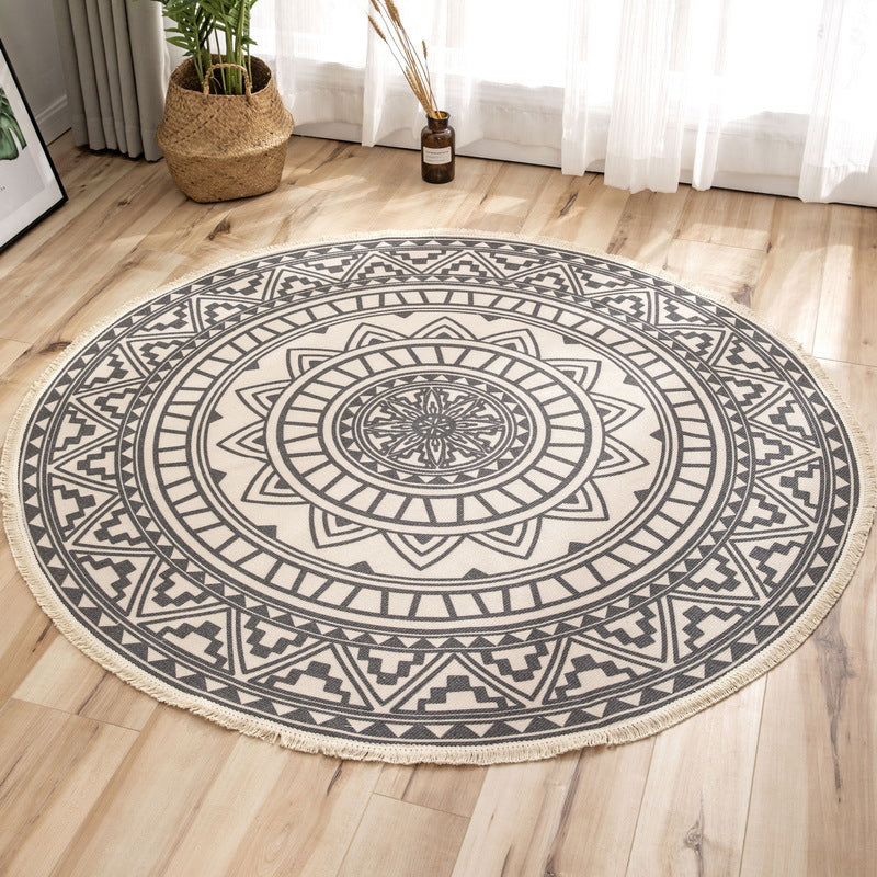 Ethnic Bohemian Indoor Rug Multi Color Tribal Floral Carpet Machine Washable Rug for Girls Bedroom Matte Black Clearhalo 'Area Rug' 'Bohemian' 'Rugs' Rug' 2046776