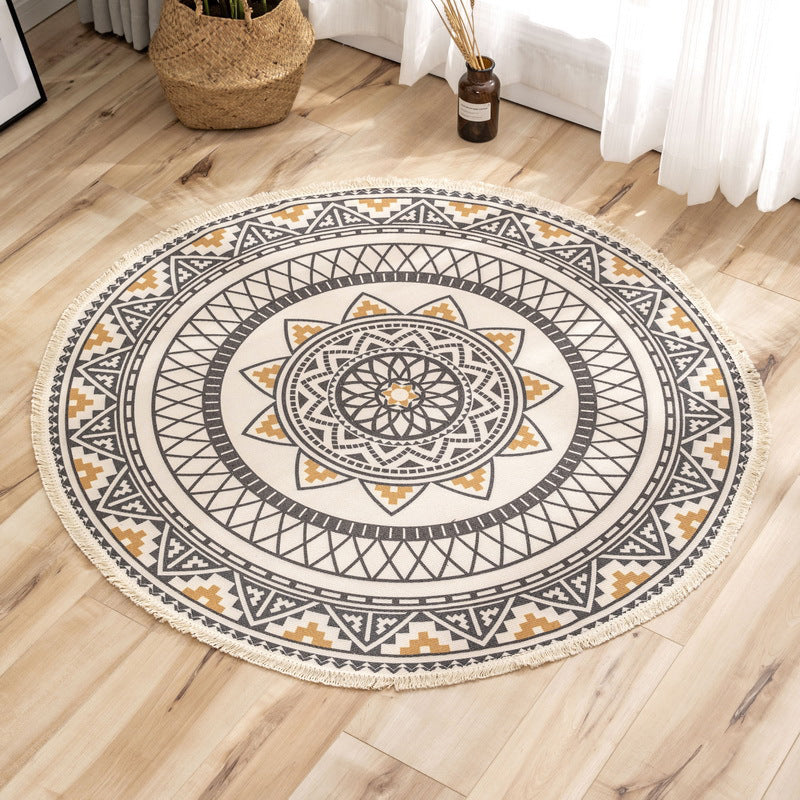 Ethnic Bohemian Indoor Rug Multi Color Tribal Floral Carpet Machine Washable Rug for Girls Bedroom Black-Yellow Clearhalo 'Area Rug' 'Bohemian' 'Rugs' Rug' 2046777