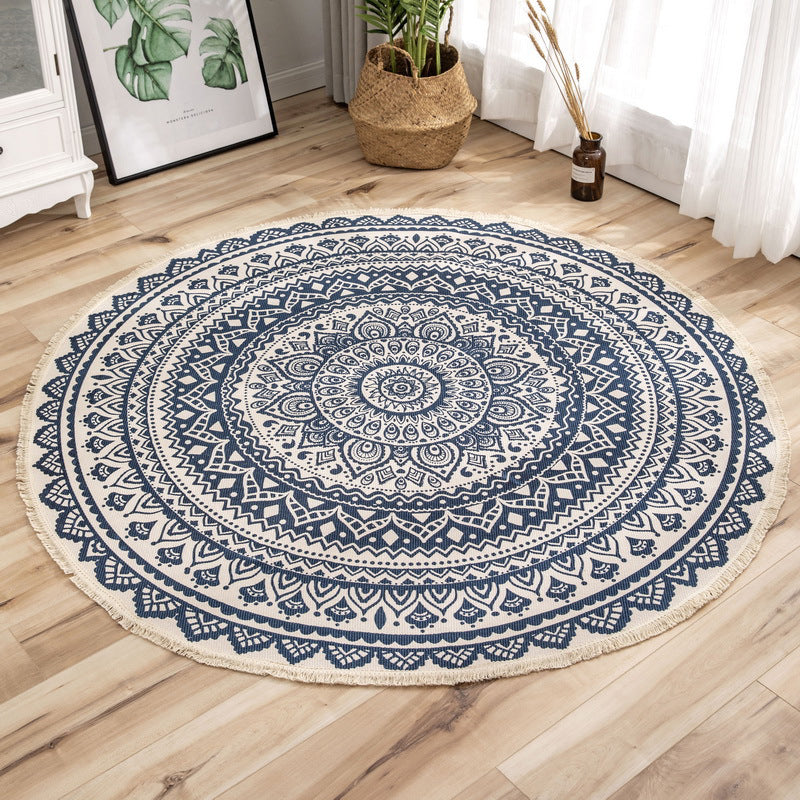 Ethnic Bohemian Indoor Rug Multi Color Tribal Floral Carpet Machine Washable Rug for Girls Bedroom Dark Blue Clearhalo 'Area Rug' 'Bohemian' 'Rugs' Rug' 2046778