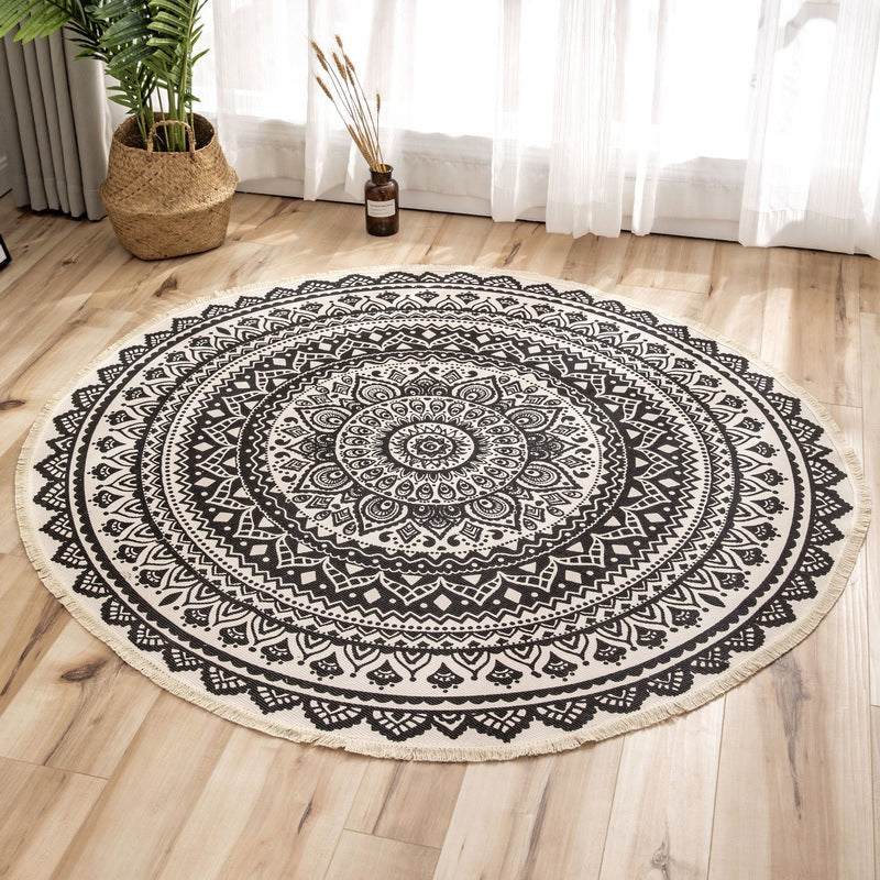 Ethnic Bohemian Indoor Rug Multi Color Tribal Floral Carpet Machine Washable Rug for Girls Bedroom Textured Black Clearhalo 'Area Rug' 'Bohemian' 'Rugs' Rug' 2046779