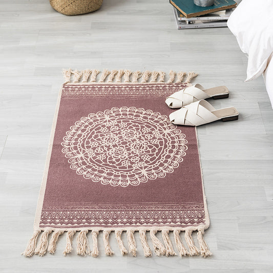 Multi-Colored Seamless Pattern Rug Cotton Bohemian Rug Pet Friendly Area Carpet for Bedroom Red Clearhalo 'Area Rug' 'Bohemian' 'Rugs' Rug' 2046806