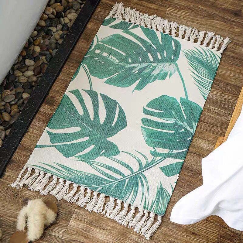 Unique Geometric Rug Multicolor Eclectic Rug Cotton Pet Friendly Carpet with Tassel Knot for Great Room Green 2' x 2'11" Clearhalo 'Area Rug' 'Bohemian' 'Rugs' Rug' 2046815