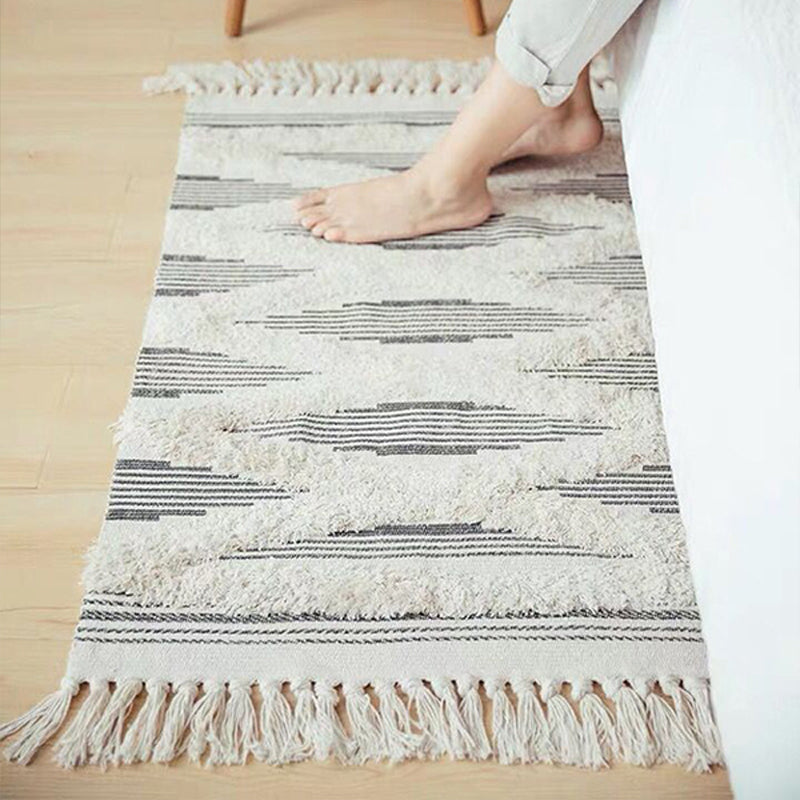 Stylish Diamond Patterned Rug Multi-Color Boho Carpet Cotton Pet Friendly Washable Rug for Room Grey 2' x 2'11" Clearhalo 'Area Rug' 'Bohemian' 'Rugs' Rug' 2046857