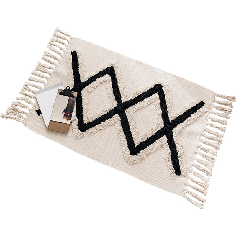 Bohemian Rhombus Indoor Rug Multi Color Cotton Rug Pet Friendly Area Carpet for Home Clearhalo 'Area Rug' 'Bohemian' 'Rugs' Rug' 2046864