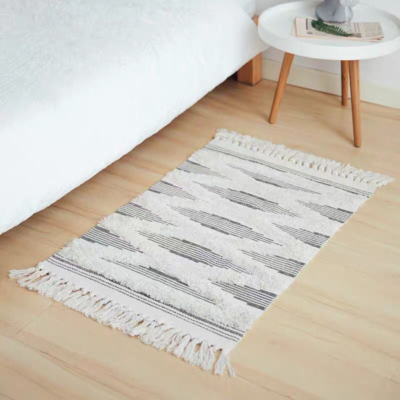 Bohemian Rhombus Indoor Rug Multi Color Cotton Rug Pet Friendly Area Carpet for Home Grey 2' x 2'11" Clearhalo 'Area Rug' 'Bohemian' 'Rugs' Rug' 2046874