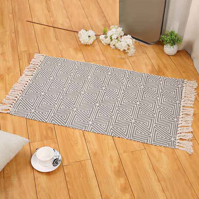 Boho Living Room Area Rug Multi Colored Geometric Patterned Braided Rug ...