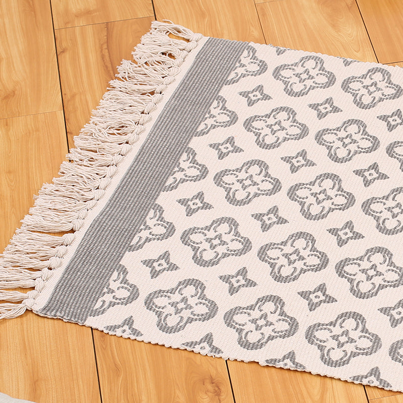 Boho Living Room Area Rug Multi Colored Geometric Patterned Braided Rug Cotton Machine Washable Carpet Clearhalo 'Area Rug' 'Bohemian' 'Rugs' Rug' 2046891