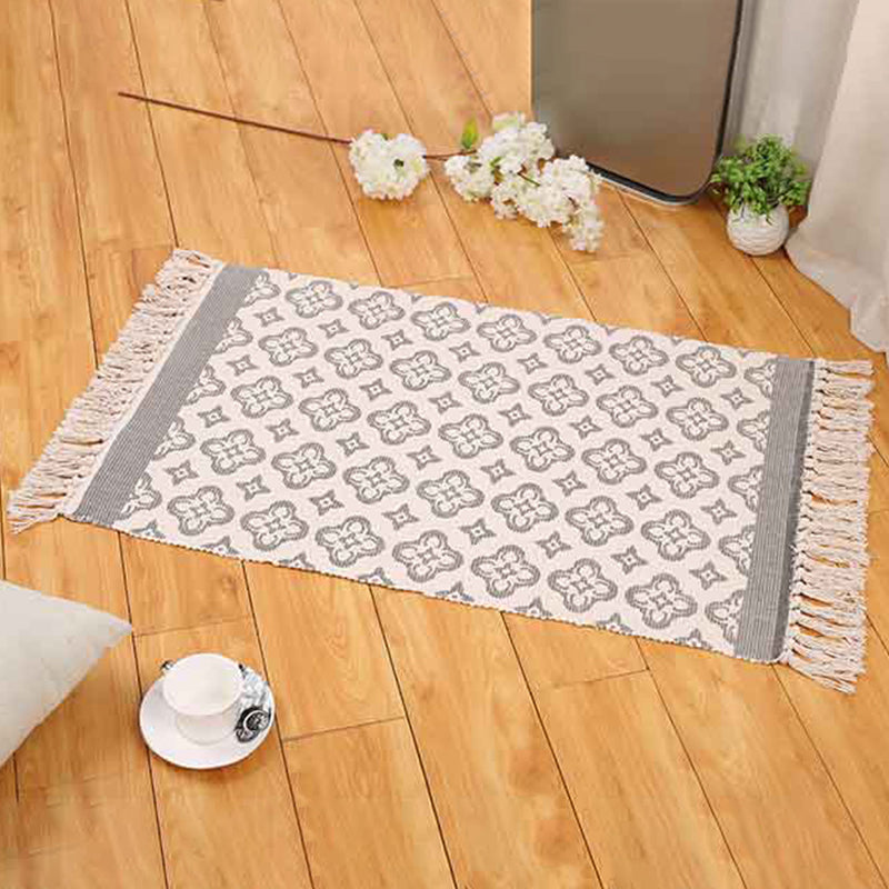 Boho Living Room Area Rug Multi Colored Geometric Patterned Braided Rug Cotton Machine Washable Carpet Dark Gray Clearhalo 'Area Rug' 'Bohemian' 'Rugs' Rug' 2046895