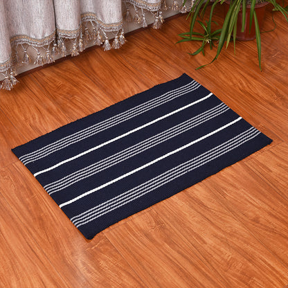 Simple Blue Ticking Stripe Rug Cotton Boho Carpet Pet Friendly Rug for Boys Room Blue Clearhalo 'Area Rug' 'Bohemian' 'Rugs' Rug' 2046917