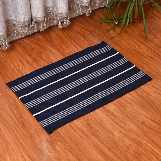 Simple Blue Ticking Stripe Rug Cotton Boho Carpet Pet Friendly Rug for Boys Room Blue Clearhalo 'Area Rug' 'Bohemian' 'Rugs' Rug' 2046917