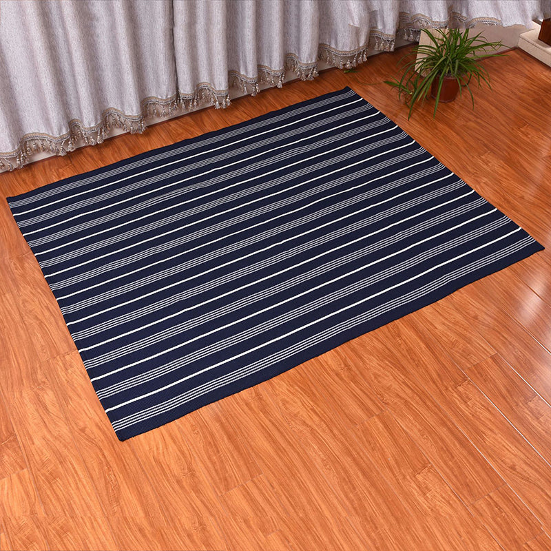 Simple Blue Ticking Stripe Rug Cotton Boho Carpet Pet Friendly Rug for Boys Room Clearhalo 'Area Rug' 'Bohemian' 'Rugs' Rug' 2046918