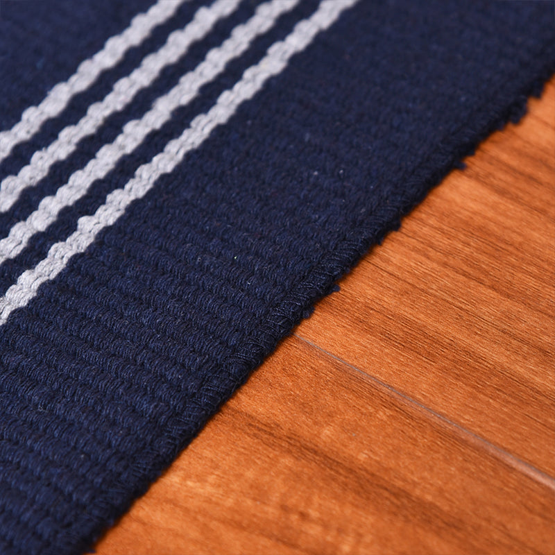 Simple Blue Ticking Stripe Rug Cotton Boho Carpet Pet Friendly Rug for Boys Room Clearhalo 'Area Rug' 'Bohemian' 'Rugs' Rug' 2046919