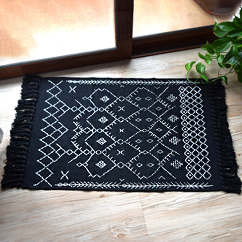 Casual Bohemian Rug Multicolored Geometric Carpet Pet Friendly Rug for Great Room Textured Black Clearhalo 'Area Rug' 'Bohemian' 'Rugs' Rug' 2046954