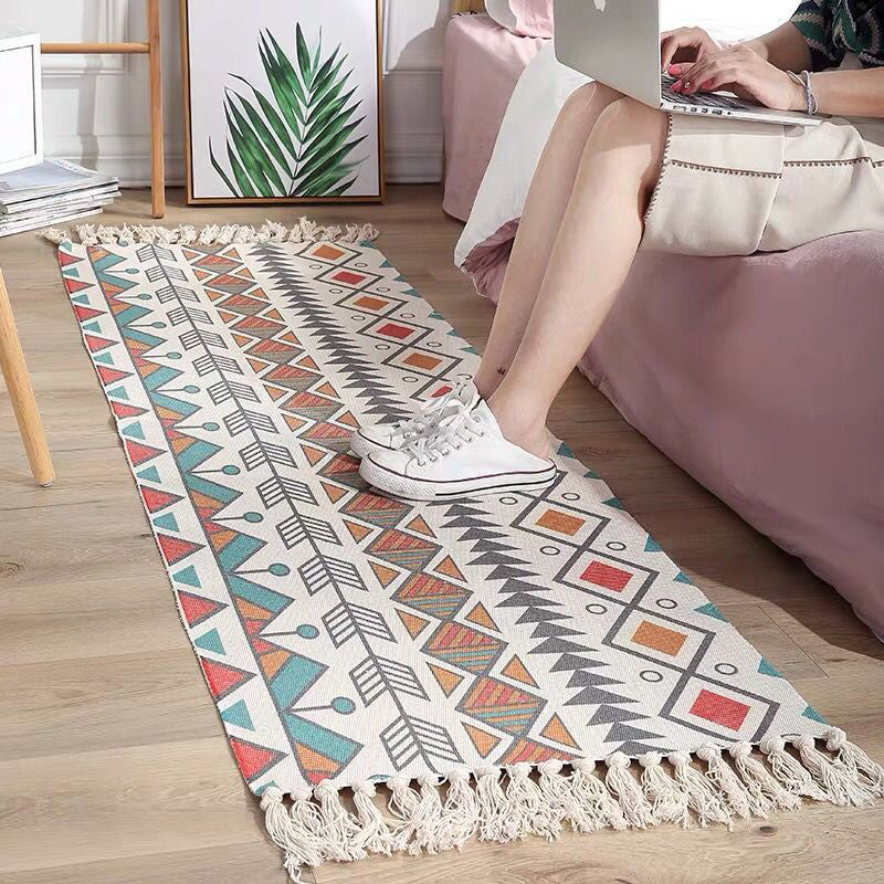 Aesthetic Multicolor Tribal Print Rug Cotton Bohemia Area Rug Pet Friendly Carpet for Bedroom Clearhalo 'Area Rug' 'Bohemian' 'Rugs' Rug' 2046963