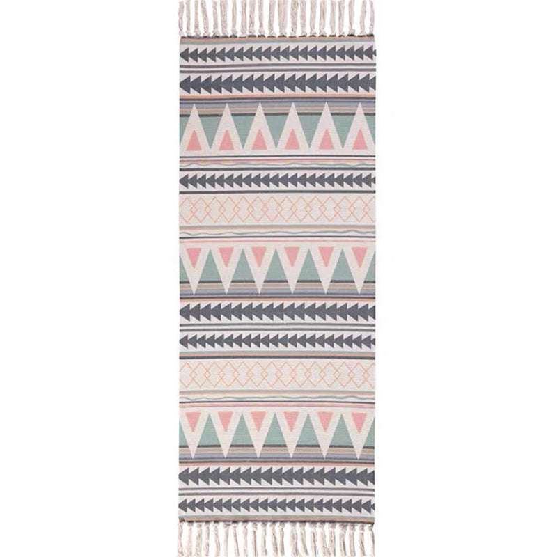 Aesthetic Multicolor Tribal Print Rug Cotton Bohemia Area Rug Pet Friendly Carpet for Bedroom Green-Pink Clearhalo 'Area Rug' 'Bohemian' 'Rugs' Rug' 2046968