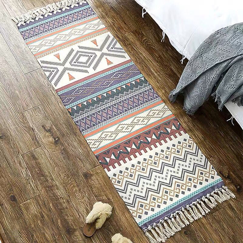 Blue Bohemian Style Rug Cotton Seamless Geometric Rug Pet Friendly Carpet for Indoor Clearhalo 'Area Rug' 'Bohemian' 'Rugs' Rug' 2046971