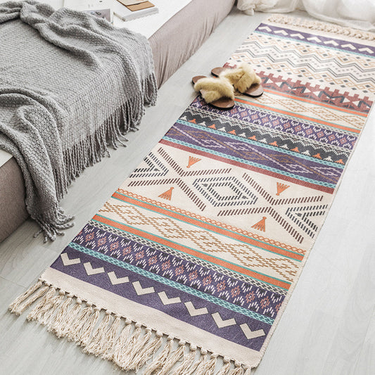 Blue Bohemian Style Rug Cotton Seamless Geometric Rug Pet Friendly Carpet for Indoor Clearhalo 'Area Rug' 'Bohemian' 'Rugs' Rug' 2046974
