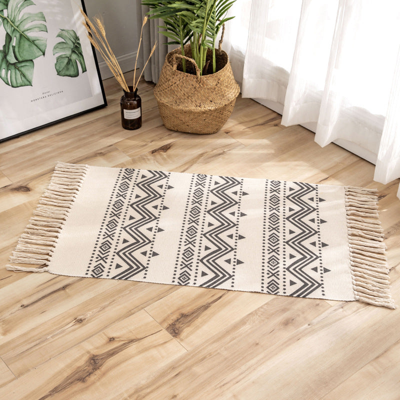 Multi Colored Triangle Pattern Rug Cotton Eclectic Carpet Pet Friendly Rug for Home Dark Gray 2' x 2'11" Clearhalo 'Area Rug' 'Bohemian' 'Rugs' Rug' 2046986