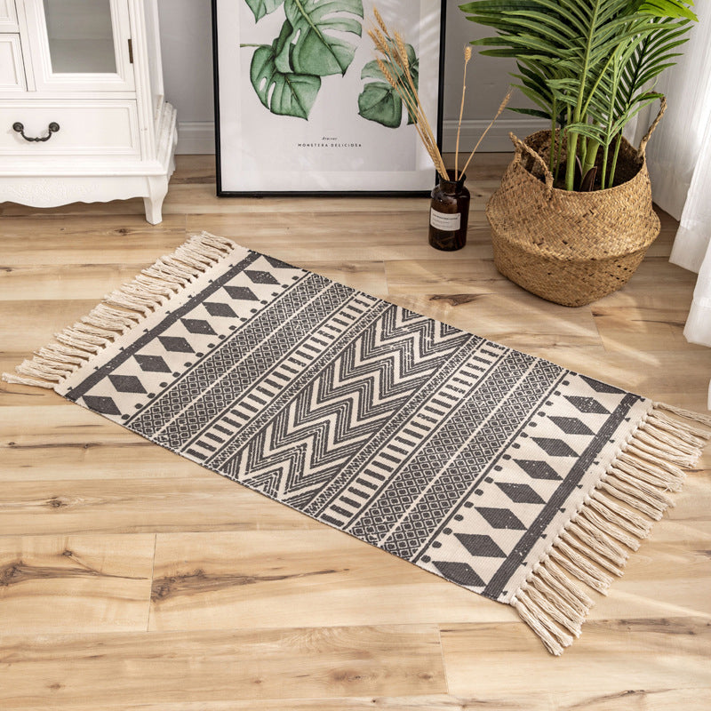 Multi Colored Triangle Pattern Rug Cotton Eclectic Carpet Pet Friendly Rug for Home Grey 2' x 2'11" Clearhalo 'Area Rug' 'Bohemian' 'Rugs' Rug' 2046988
