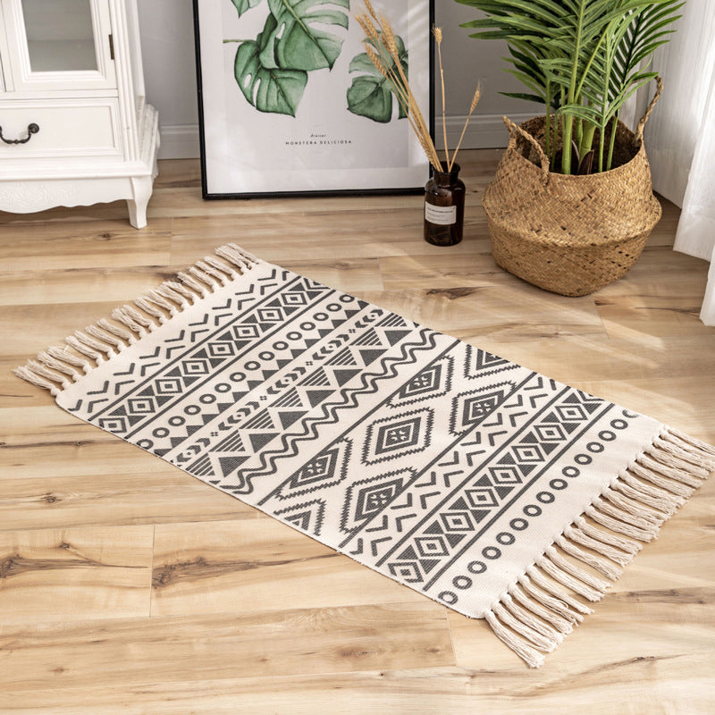 Multi Colored Triangle Pattern Rug Cotton Eclectic Carpet Pet Friendly Rug for Home Light Gray 2' x 2'11" Clearhalo 'Area Rug' 'Bohemian' 'Rugs' Rug' 2046989