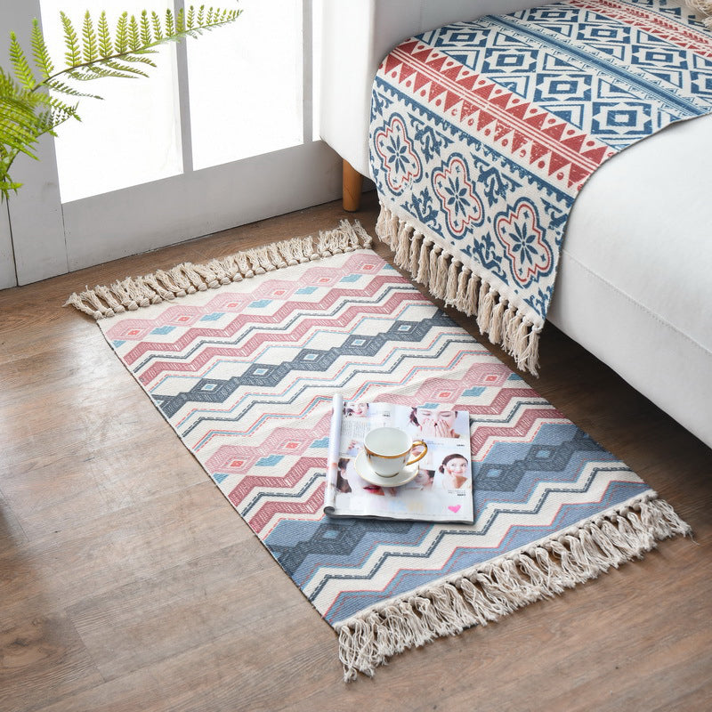 Funky Bedroom Area Rug Multicolored Patterned Rug Cotton Washable Indoor Carpet Clearhalo 'Area Rug' 'Bohemian' 'Rugs' Rug' 2046990