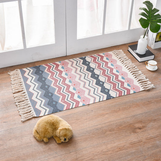 Funky Bedroom Area Rug Multicolored Patterned Rug Cotton Washable Indoor Carpet Red 2' x 2'11" Clearhalo 'Area Rug' 'Bohemian' 'Rugs' Rug' 2046997