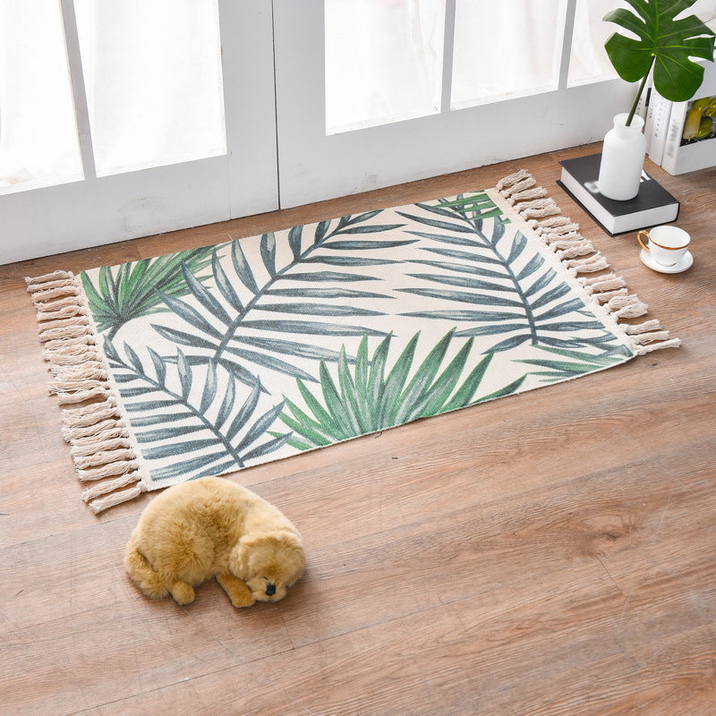 Funky Bedroom Area Rug Multicolored Patterned Rug Cotton Washable Indoor Carpet Green-Blue 2' x 2'11" Clearhalo 'Area Rug' 'Bohemian' 'Rugs' Rug' 2046999