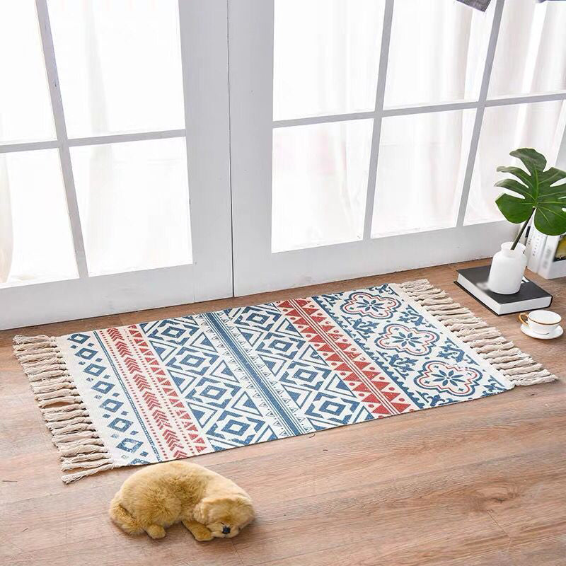 Decorative Bohemian Rug Multi Color Tribal Carpet Pet Friendly Rug with Tassel for Door Red 2' x 2'11" Clearhalo 'Area Rug' 'Bohemian' 'Rugs' Rug' 2047017