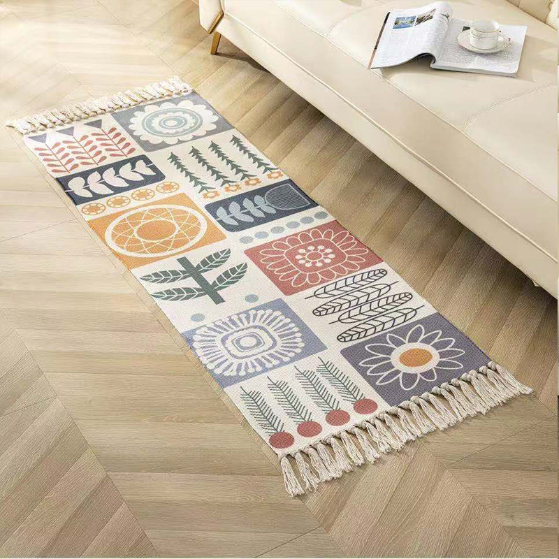 Vintage Ethnic Pattern Rug Multicolor Eclectic Rug Cotton Machine Washable Carpet for Living Room Purple-Red Clearhalo 'Area Rug' 'Bohemian' 'Rugs' Rug' 2047026